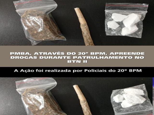 POLICIA MILITAR APREENDE DROGAS DURANTE PATRULHAMENTO NO BTN II
