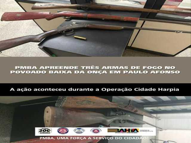 POLICIA MILITAR APREENDE TRÊS ARMAS DE FOGO NO POVOADO BAIXA DA ONÇA EM PAULO AFONSO