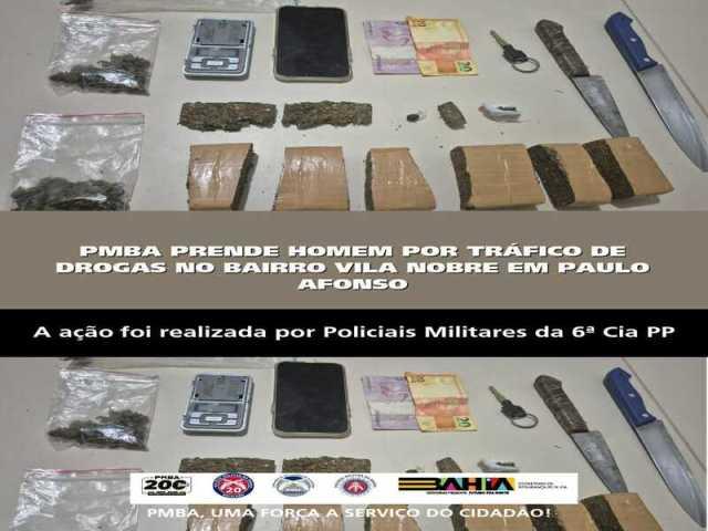 POLICIA MILITAR PRENDE HOMEM POR TRÁFICO DE DROGAS NO BAIRRO VILA NOBRE EM PAULO AFONSO