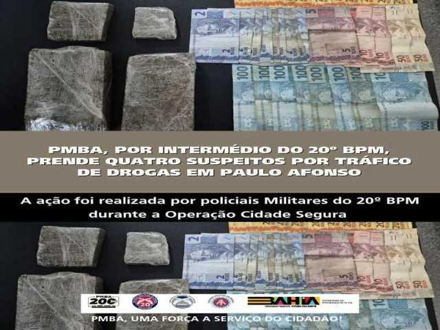 POLICIA MILITAR PRENDE QUATRO SUSPEITOS POR TRÁFICO DE DROGAS EM PAULO AFONSO