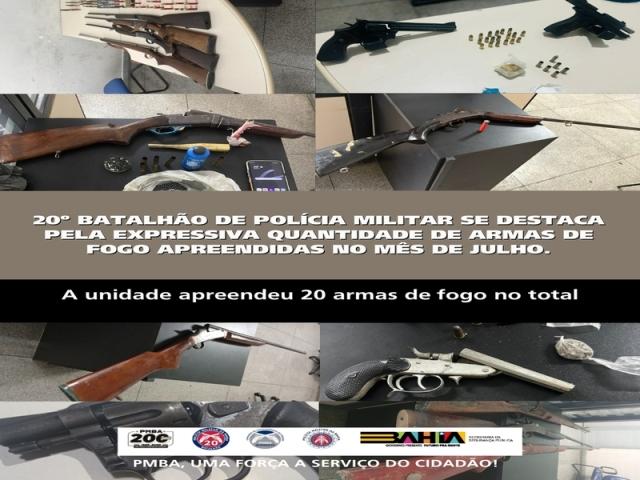 POLÍCIA MILITAR SE DESTACA PELA EXPRESSIVA QUANTIDADE DE ARMAS DE FOGO APREENDIDAS NO MÊS DE JULHO