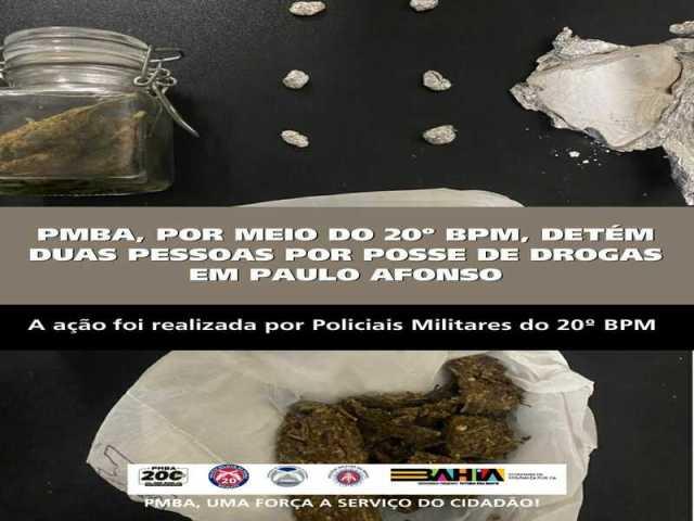 POLICIA MILITAR DETÉM DUAS PESSOAS POR POSSE DE DROGAS EM PAULO AFONSO