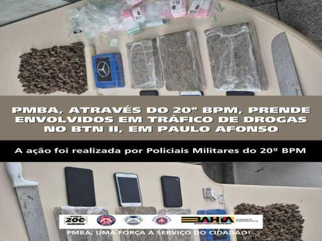 POLICIA MILITAR PRENDE ENVOLVIDOS EM TRÁFICO DE DROGAS NO BTN II, EM PAULO AFONSO