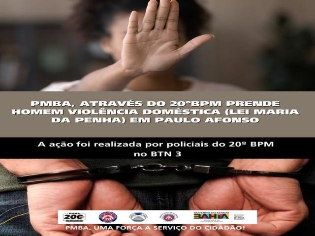 POLICIA MILITAR PRENDE HOMEM VIOLÊNCIA DOMÉSTICA (LEI MARIA DA PENHA) EM PAULO AFONSO