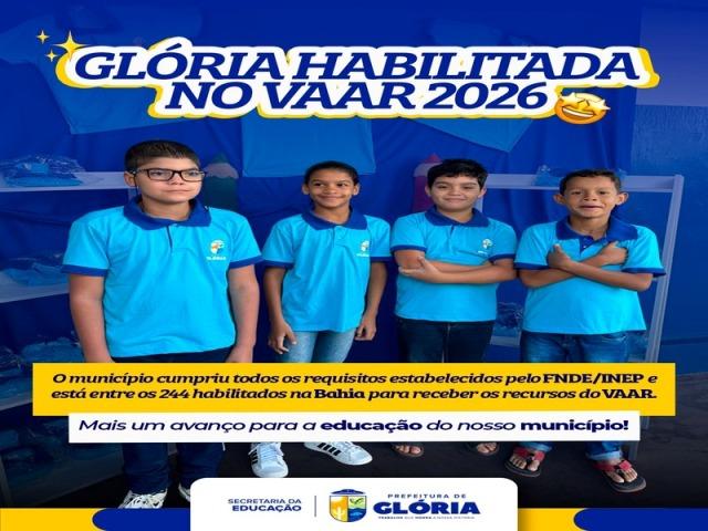 Glória está entre os municípios habilitados ao VAAR 2026