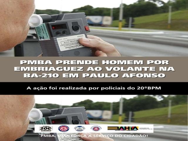 POLICIA MILITAR PRENDE HOMEM POR EMBRIAGUEZ AO VOLANTE NA BA-210 EM PAULO AFONSO