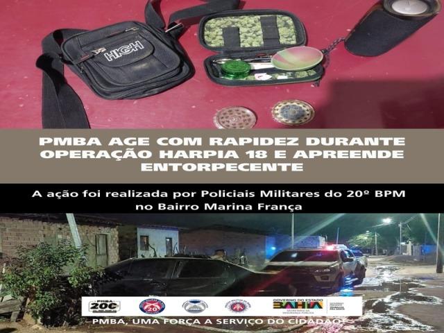 POLICIA MILITAR AGE COM RAPIDEZ DURANTE OPERAÇÃO HARPIA 18 E APREENDE ENTORPECENTE