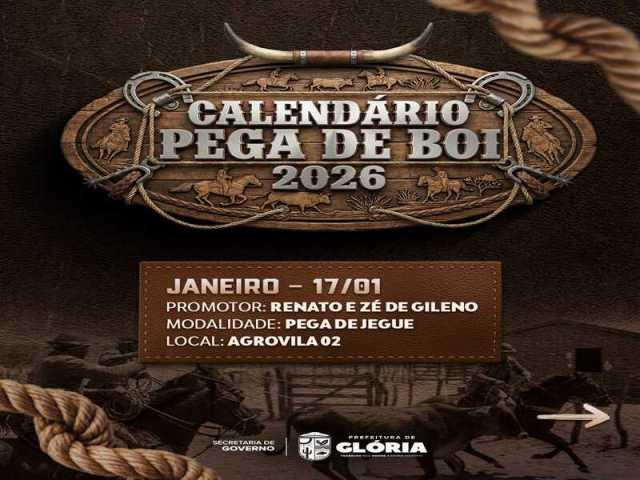 Prefeitura de Glória divulga calendário da Pega de Boi no Mato 2026