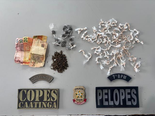 Operação conjunta apreende drogas e prende suspeito de tráfico em Olho D’Água das Flores