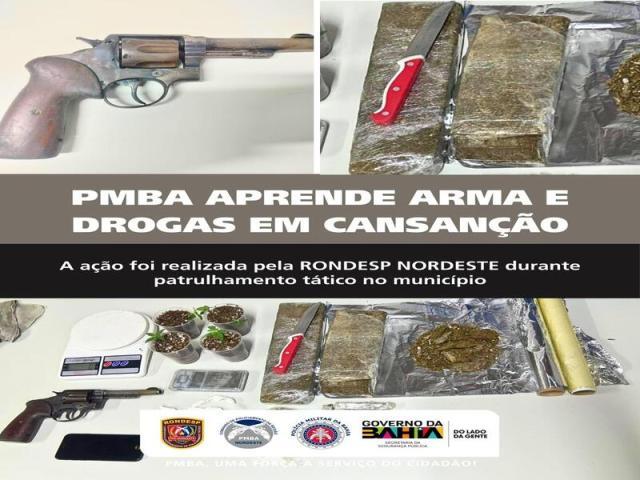 RONDESP NORDESTE APREENDE ARMA E DROGAS EM CANSANÇÃO