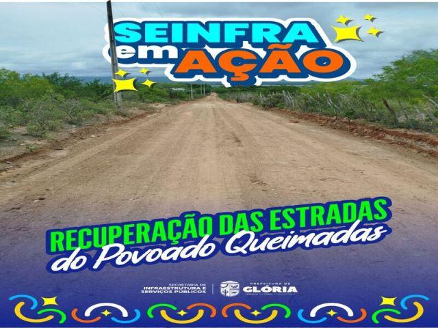 Prefeitura de Glória intensifica a recuperação das estradas no povoado Queimadas