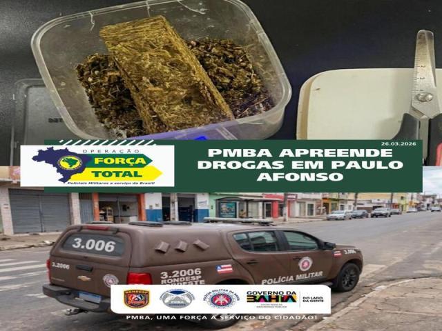 RONDESP NORDESTE APREENDE DROGA E MATERIAL DE TRÁFICO NO CENTRO DE PAULO AFONSO