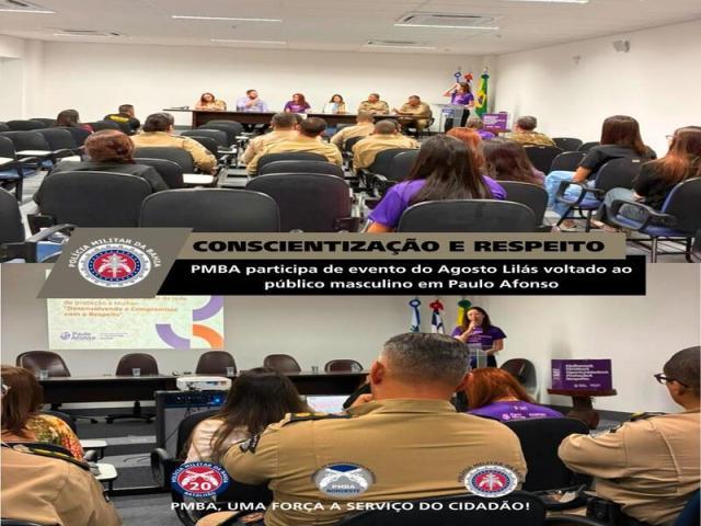 CONSCIENTIZAÇÃO E RESPEITO: PMBA PARTICIPA DE EVENTO DO AGOSTO LILÁS VOLTADO AO PÚBLICO MASCULINO EM PAULO AFONSO