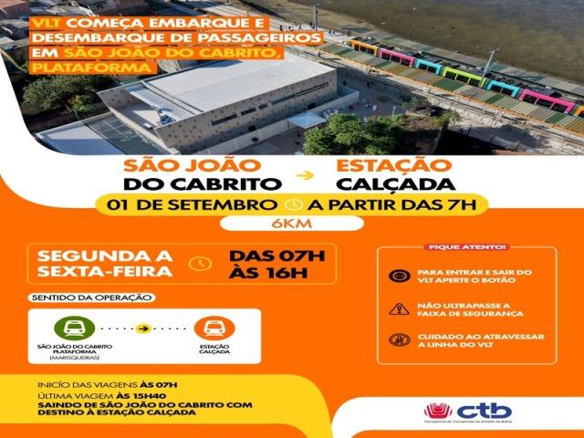 VLT inicia embarque e desembarque de passageiros em São João do Cabrito, Plataforma