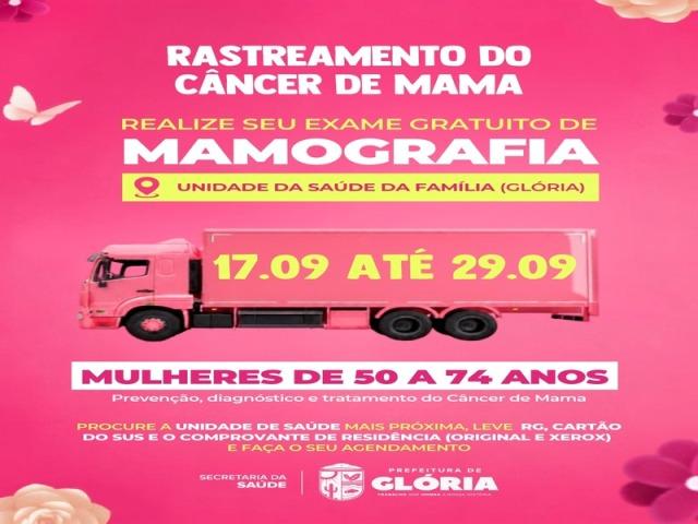 Carreta Saúde Mais Perto leva rastreamento do câncer de mama a Glória